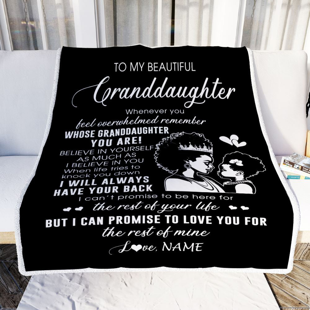 Personalized To My Granddaughter Blanket From Grandma African Woman Whenever You Feel Overwhelmed Granddaughter Birthday Christmas Customized Fleece Blanket | siriusteestore