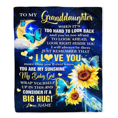 Personalized To My Granddaughter Blanket From Grandma Butterfly I Will Always Be There Granddaughter Birthday Graduation Christmas Customized Fleece Blanket | siriusteestore