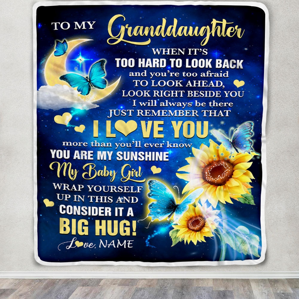 Personalized To My Granddaughter Blanket From Grandma Butterfly I Will Always Be There Granddaughter Birthday Graduation Christmas Customized Fleece Blanket | siriusteestore