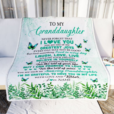 Personalized To My Granddaughter Blanket From Grandma Butterfly Laugh Love Live Granddaughter Birthday Motivational Quote Christmas Customized Fleece Blanket | siriusteestore