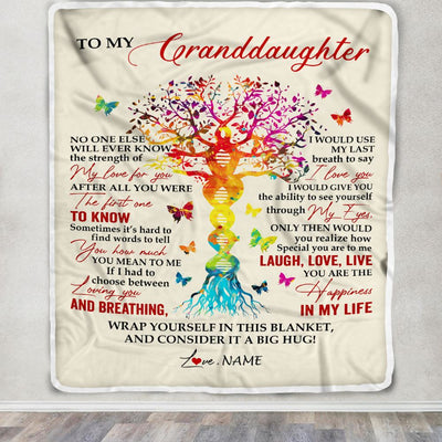 Personalized To My Granddaughter Blanket From Grandma DNA Colorful Tree Granddaughter Birthday Celebrating Graduation Christmas Customized Gift Fleece Blanket | siriusteestore