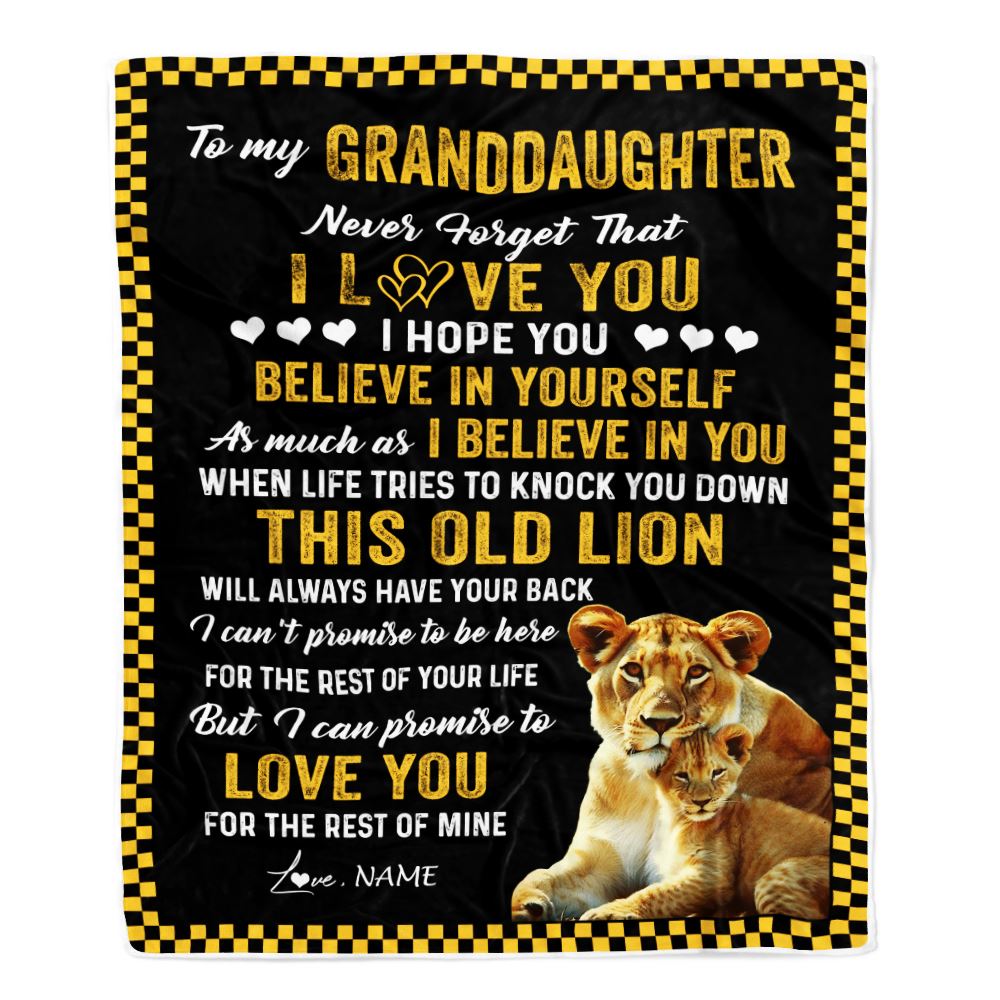 Personalized To My Granddaughter Blanket From Grandma Gigi This Old Lion Love You Granddaughter Birthday Graduation Christmas Customized Fleece Blanket | siriusteestore