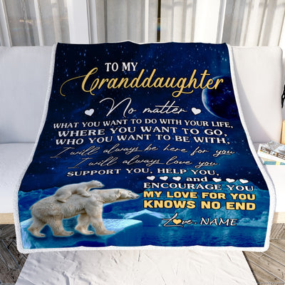 Personalized To My Granddaughter Blanket From Grandma Grammy Polar Bear I Will Always Love You Granddaughter Birthday Christmas Customized Bed Fleece Blanket | siriusteestore