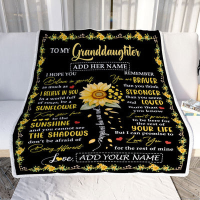 Personalized To My Granddaughter Blanket From Grandma Grandpa Be A Sunflower Granddaughter Birthday Gifts Graduation Christmas Fleece Throw Blanket | siriusteestore
