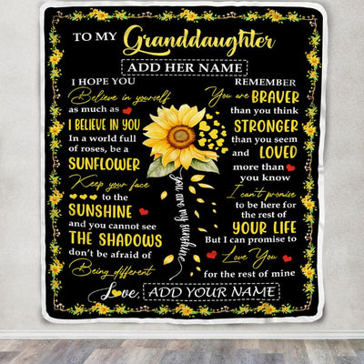 Personalized To My Granddaughter Blanket From Grandma Grandpa Be A Sunflower Granddaughter Birthday Gifts Graduation Christmas Fleece Throw Blanket | siriusteestore