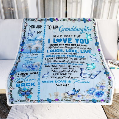 Personalized To My Granddaughter Blanket From Grandma Grandpa Bufterfly Never Forget That I Love You Granddaughter Birthday Christmas Bed Fleece Throw Blanket | siriusteestore