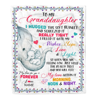 Personalized To My Granddaughter Blanket From Grandma Grandpa Elephant I Huggest This Soft Blanket Granddaughter Birthday Christmas Customized Fleece Blanket | siriusteestore