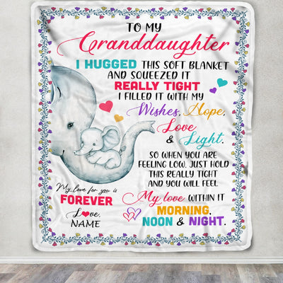 Personalized To My Granddaughter Blanket From Grandma Grandpa Elephant I Huggest This Soft Blanket Granddaughter Birthday Christmas Customized Fleece Blanket | siriusteestore