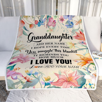 Personalized To My Granddaughter Blanket From Grandma Grandpa Floral I Love You Great Granddaughter Birthday Gifts Christmas Customized Fleece Blanket | siriusteestore
