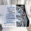 Personalized To My Granddaughter Blanket From Grandma Grandpa I Close My Eyes White Tiger Granddaughter Birthday Gifts Graduation Christmas Fleece Blanket | siriusteestore