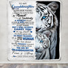 Personalized To My Granddaughter Blanket From Grandma Grandpa I Close My Eyes White Tiger Granddaughter Birthday Gifts Graduation Christmas Fleece Blanket | siriusteestore