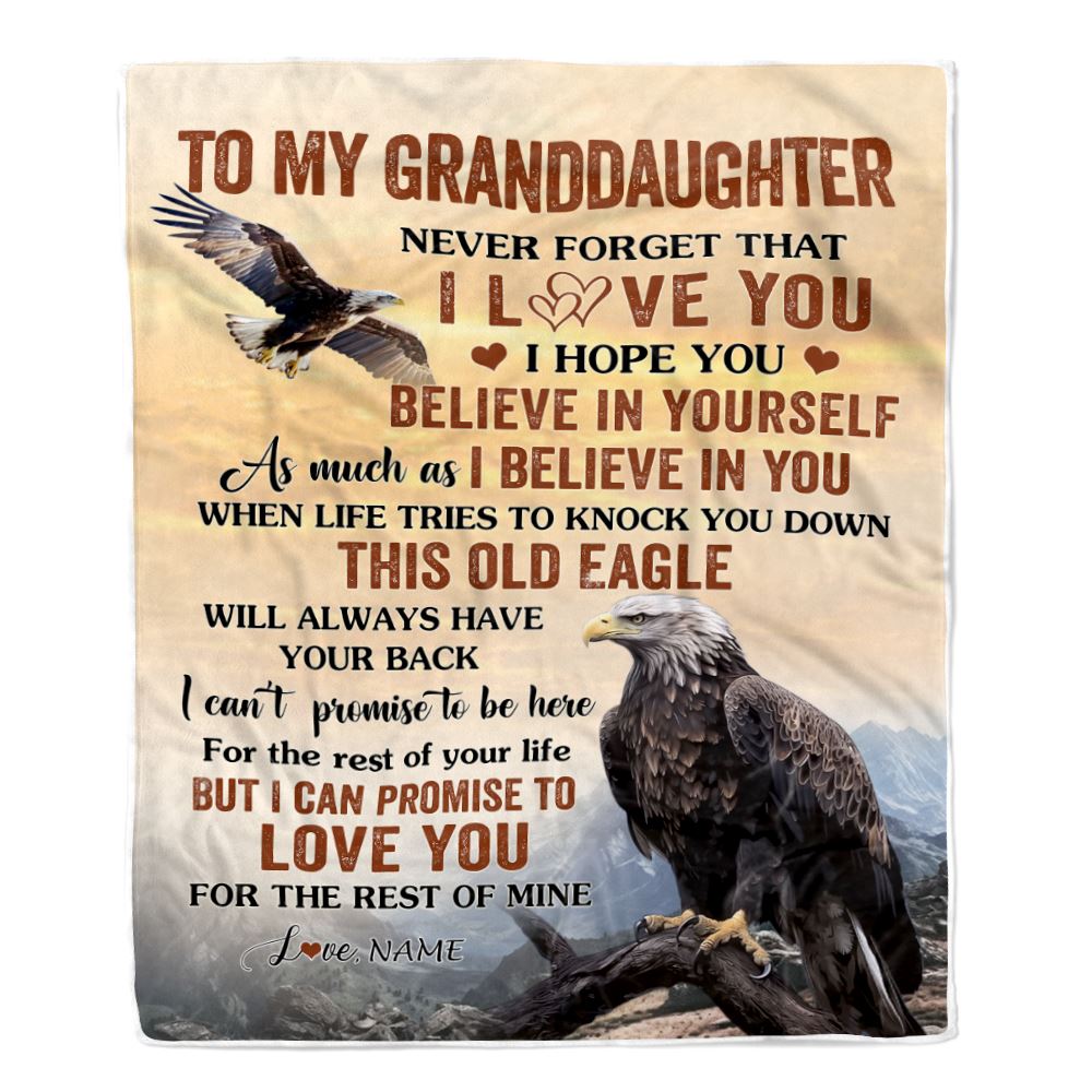 Personalized To My Granddaughter Blanket From Grandma Grandpa This Old Eagle Love You Granddaughter Birthday Gifts Graduation Christmas Fleece Throw Blanket | siriusteestore