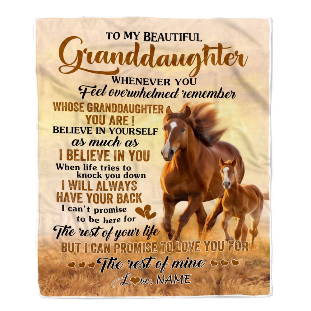 Personalized To My Granddaughter Blanket From Grandma Grandpa Whenever You Feel Horse Granddaughter Birthday Gifts Graduation Christmas Fleece Throw Blanket | siriusteestore