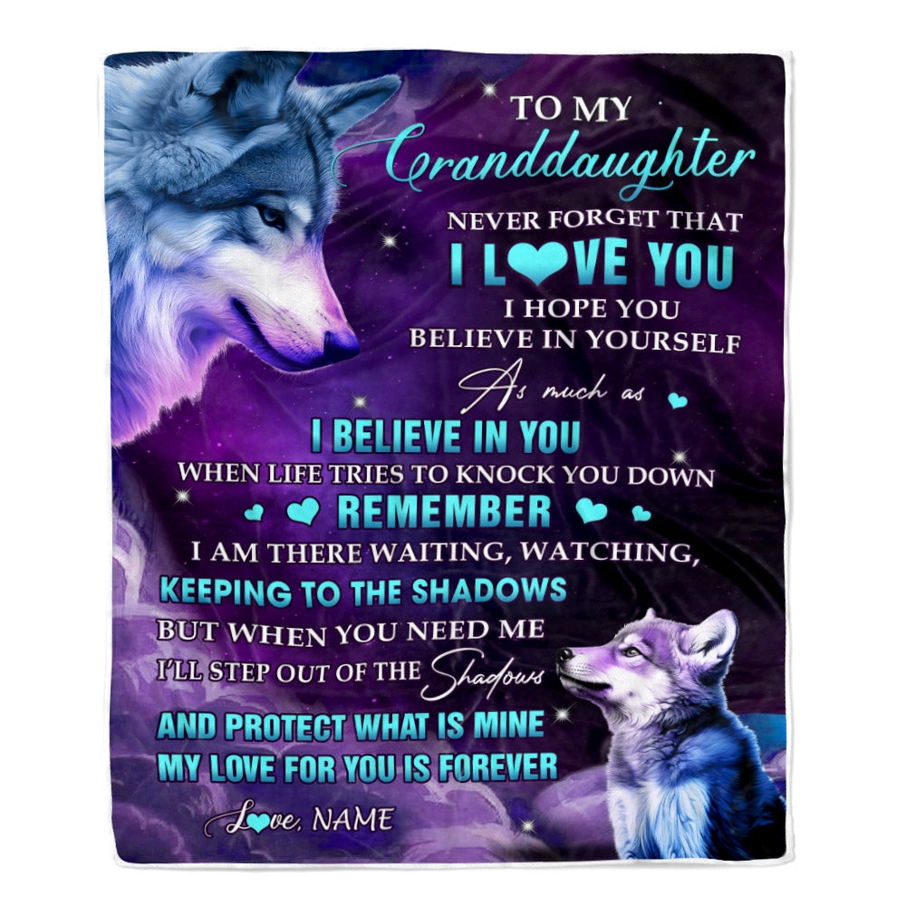 Personalized To My Granddaughter Blanket From Grandma Grandpa Wolf Moon My Love For You Is Forever Granddaughter Birthday Christmas Customized Fleece Blanket | siriusteestore