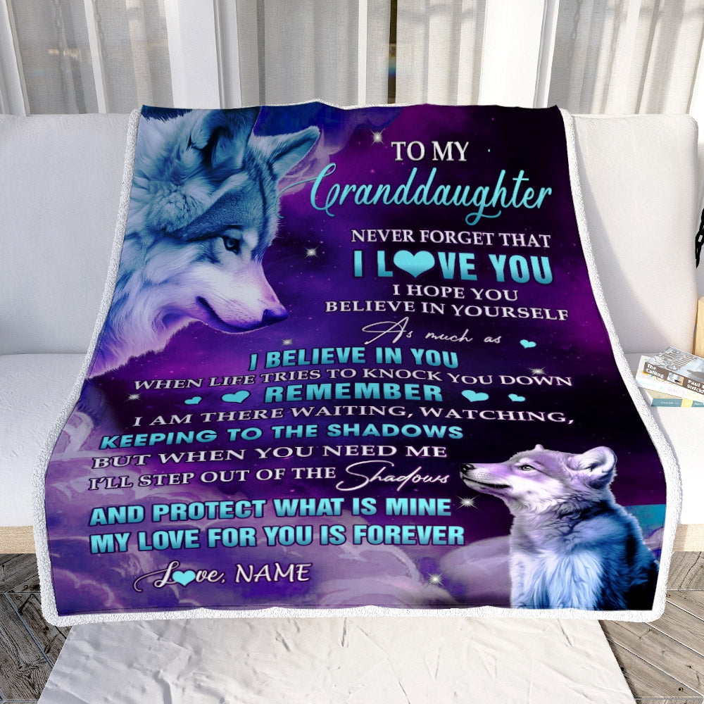 Personalized To My Granddaughter Blanket From Grandma Grandpa Wolf Moon My Love For You Is Forever Granddaughter Birthday Christmas Customized Fleece Blanket | siriusteestore