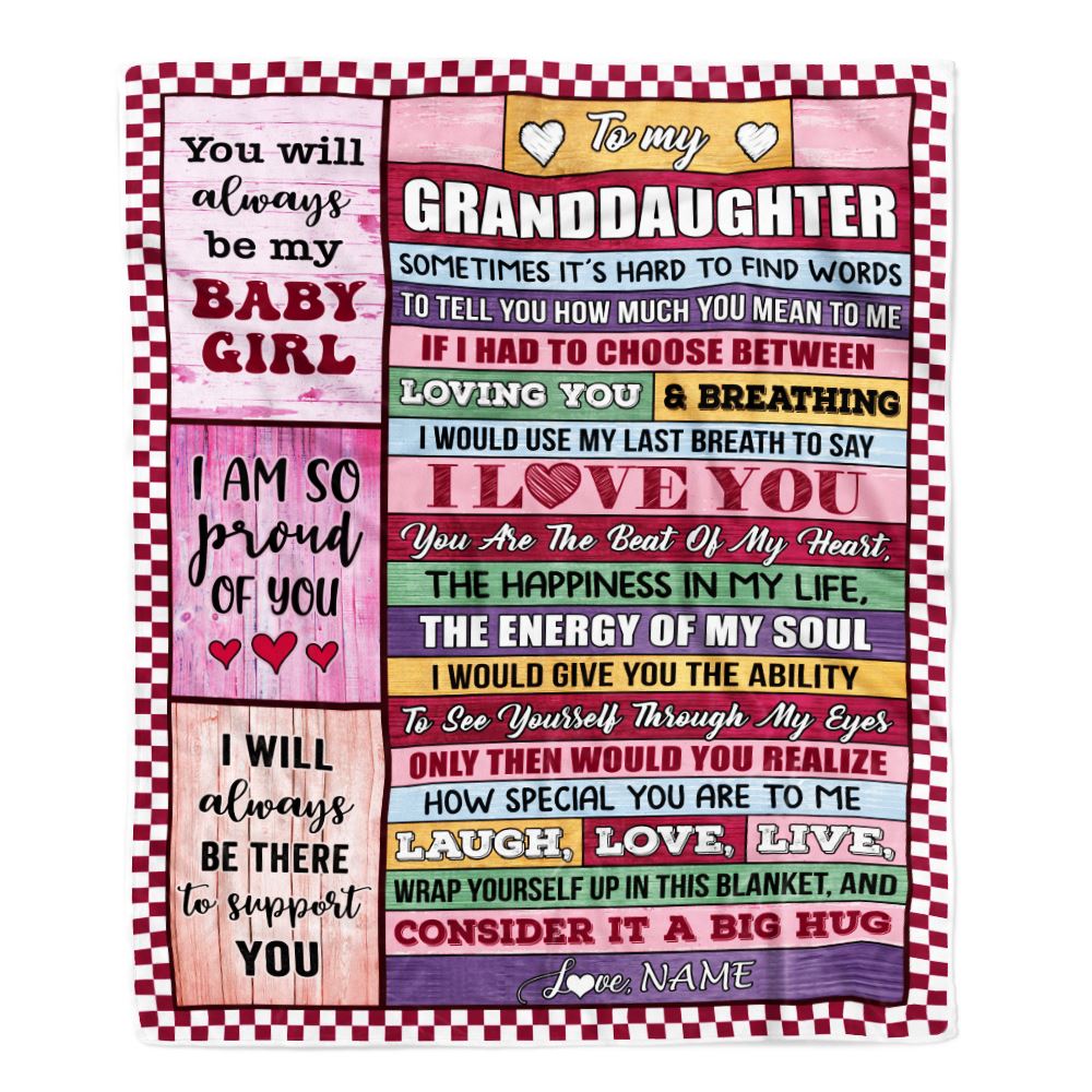 Personalized To My Granddaughter Blanket From Grandma Grandpa Wood You Mean Yo Me Baby Girl Birthday Graduation Christmas Customized Gift Fleece Blanket | siriusteestore