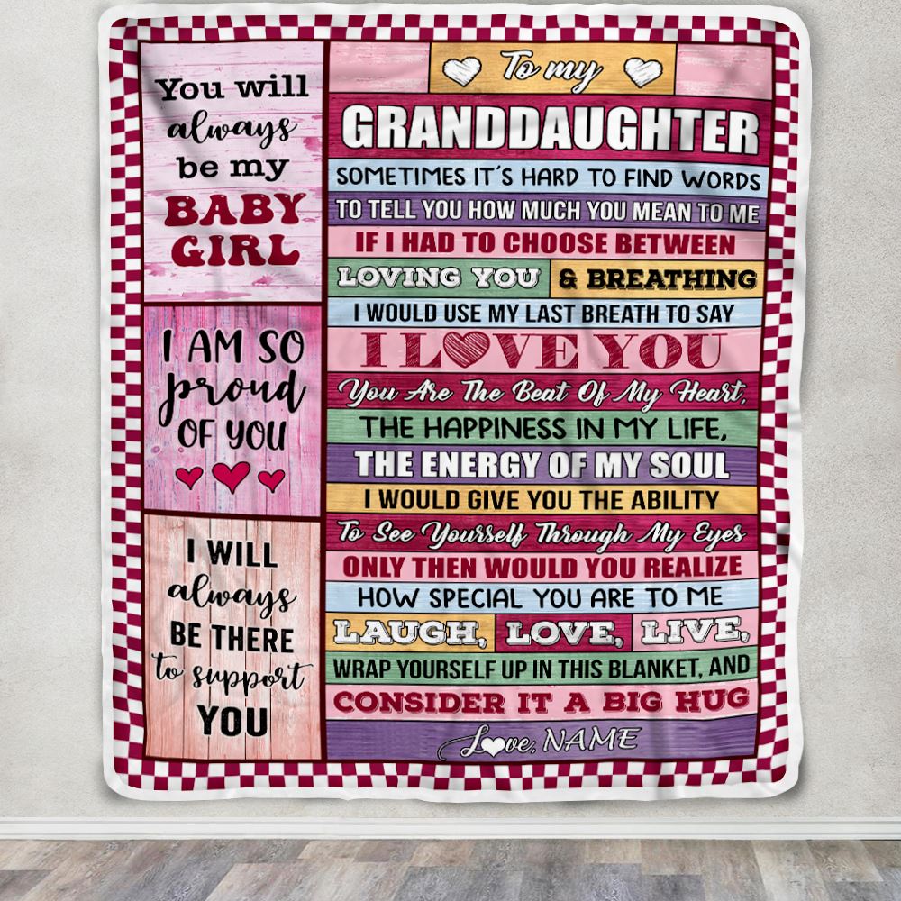 Personalized To My Granddaughter Blanket From Grandma Grandpa Wood You Mean Yo Me Baby Girl Birthday Graduation Christmas Customized Gift Fleece Blanket | siriusteestore