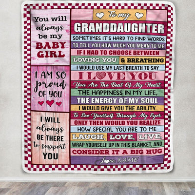Personalized To My Granddaughter Blanket From Grandma Grandpa Wood You Mean Yo Me Baby Girl Birthday Graduation Christmas Customized Gift Fleece Blanket | siriusteestore