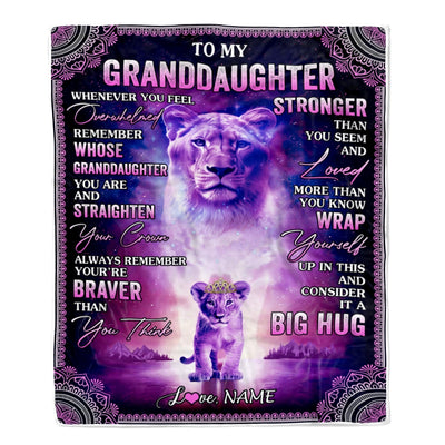 Personalized To My Granddaughter Blanket From Grandma Lion I Love You It A Big Hug Letter To My Granddaughter Birthday Christmas Fleece Throw Blanket | siriusteestore