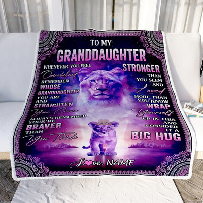 Personalized To My Granddaughter Blanket From Grandma Lion I Love You It A Big Hug Letter To My Granddaughter Birthday Christmas Fleece Throw Blanket | siriusteestore