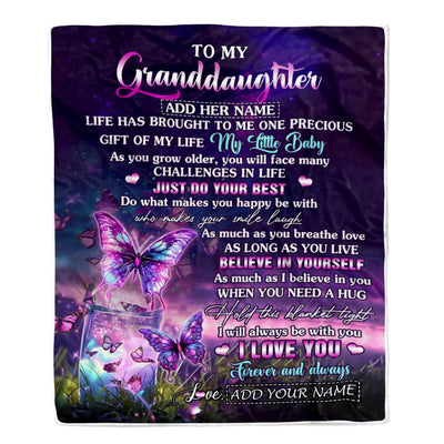Personalized To My Granddaughter Blanket From Grandma My Little Baby Butterfly Granddaughter Birthday Present Gifts Summer Travel Christmas Fleece Blanket | siriusteestore