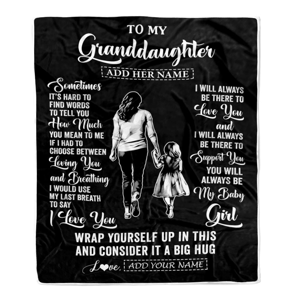 Personalized To My Granddaughter Blanket From Grandma Nana Sometimes It's Hard Granddaughter Birthday Gifts Graduation Christmas Fleece Throw Blanket | siriusteestore