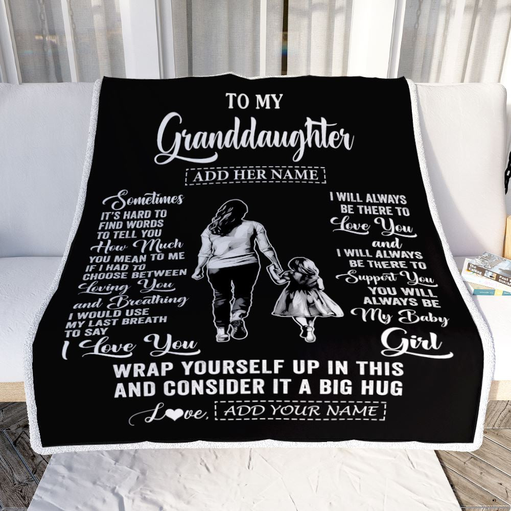 Personalized To My Granddaughter Blanket From Grandma Nana Sometimes It's Hard Granddaughter Birthday Gifts Graduation Christmas Fleece Throw Blanket | siriusteestore