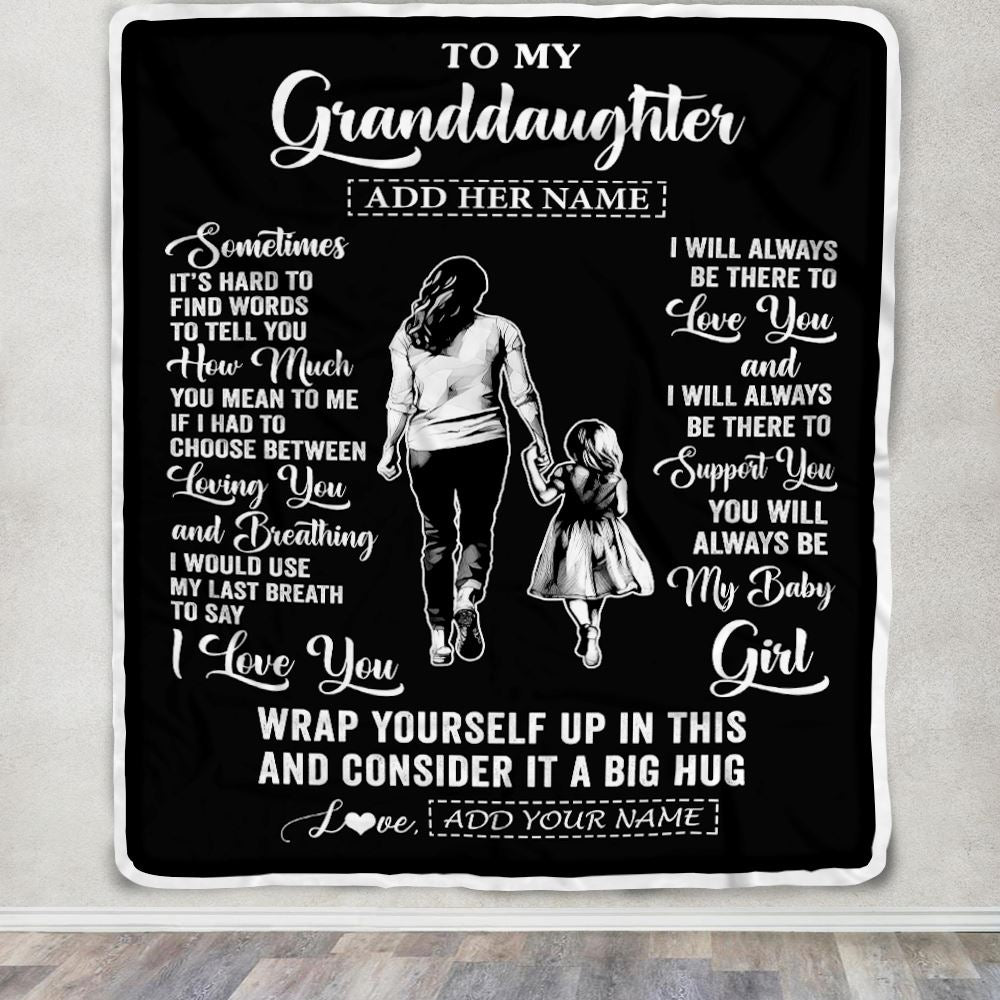Personalized To My Granddaughter Blanket From Grandma Nana Sometimes It's Hard Granddaughter Birthday Gifts Graduation Christmas Fleece Throw Blanket | siriusteestore