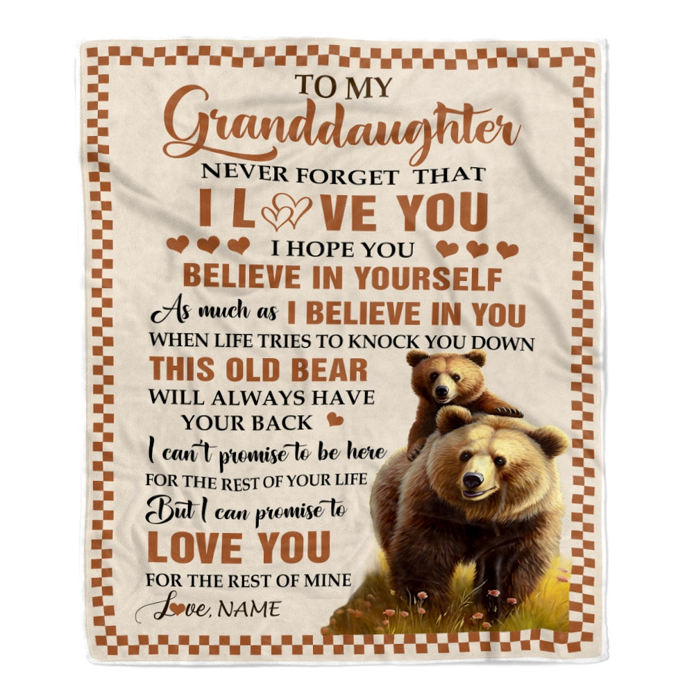 Personalized To My Granddaughter Blanket From Grandma Nana This Old Bear Love You Granddaughter Birthday Gifts Graduation Christmas Bed Fleece Throw Blanket | siriusteestore