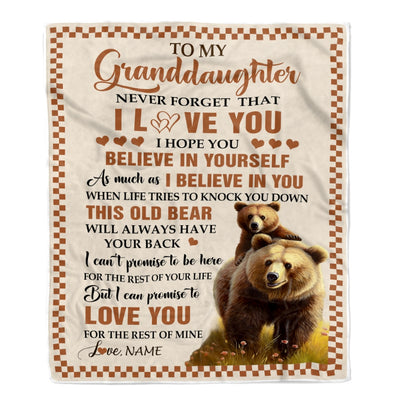 Personalized To My Granddaughter Blanket From Grandma Nana This Old Bear Love You Granddaughter Birthday Gifts Graduation Christmas Bed Fleece Throw Blanket | siriusteestore