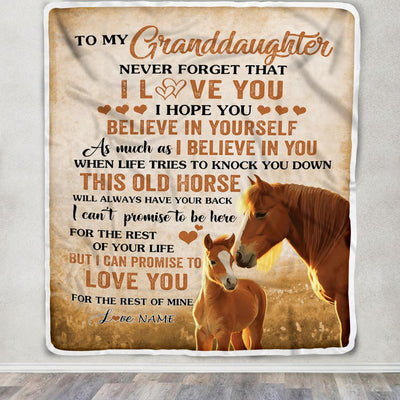 Personalized To My Granddaughter Blanket From Grandma Nana This Old Horse Love Granddaughter Birthday Gifts Graduation Christmas Bed Fleece Throw Blanket | siriusteestore
