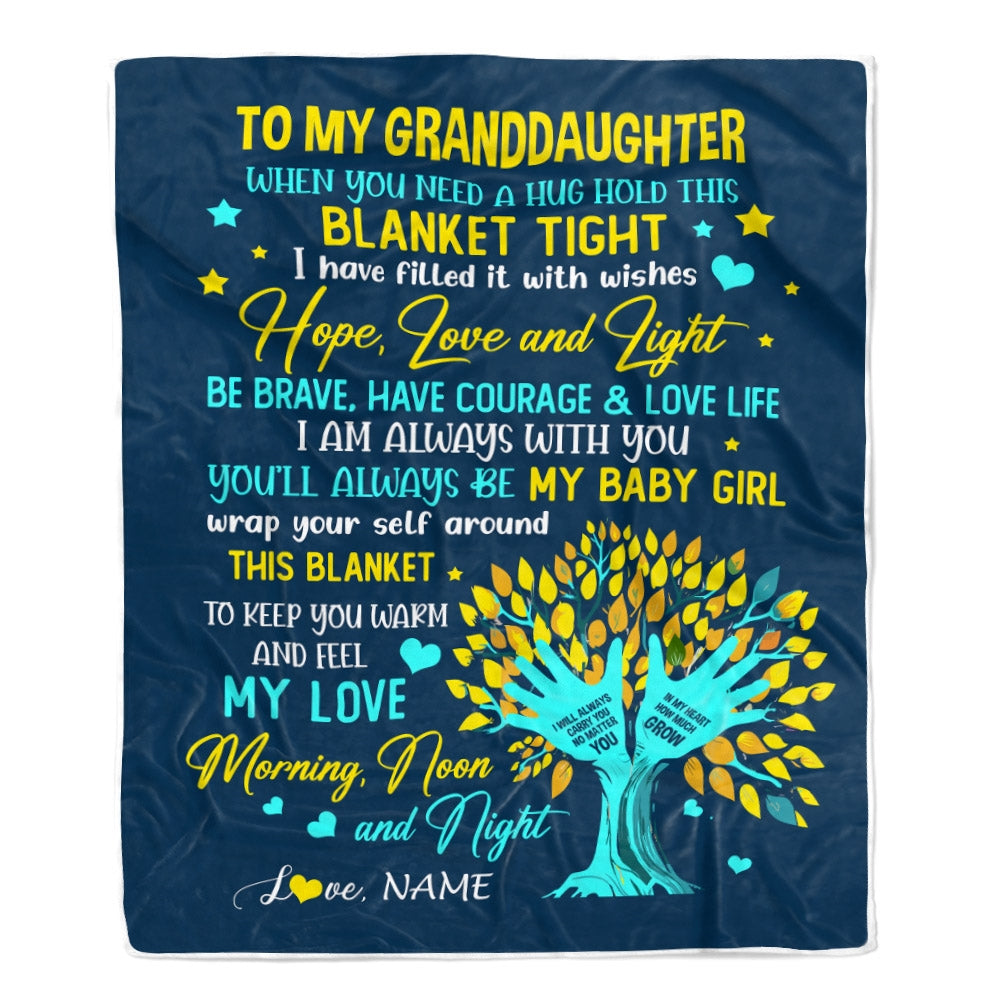 Personalized To My Granddaughter Blanket From Grandma Nana When You Need A Hug Baby Girl Granddaughter Birthday Christmas Customized Fleece Blanket | siriusteestore