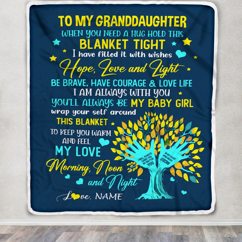 Personalized To My Granddaughter Blanket From Grandma Nana When You Need A Hug Baby Girl Granddaughter Birthday Christmas Customized Fleece Blanket | siriusteestore