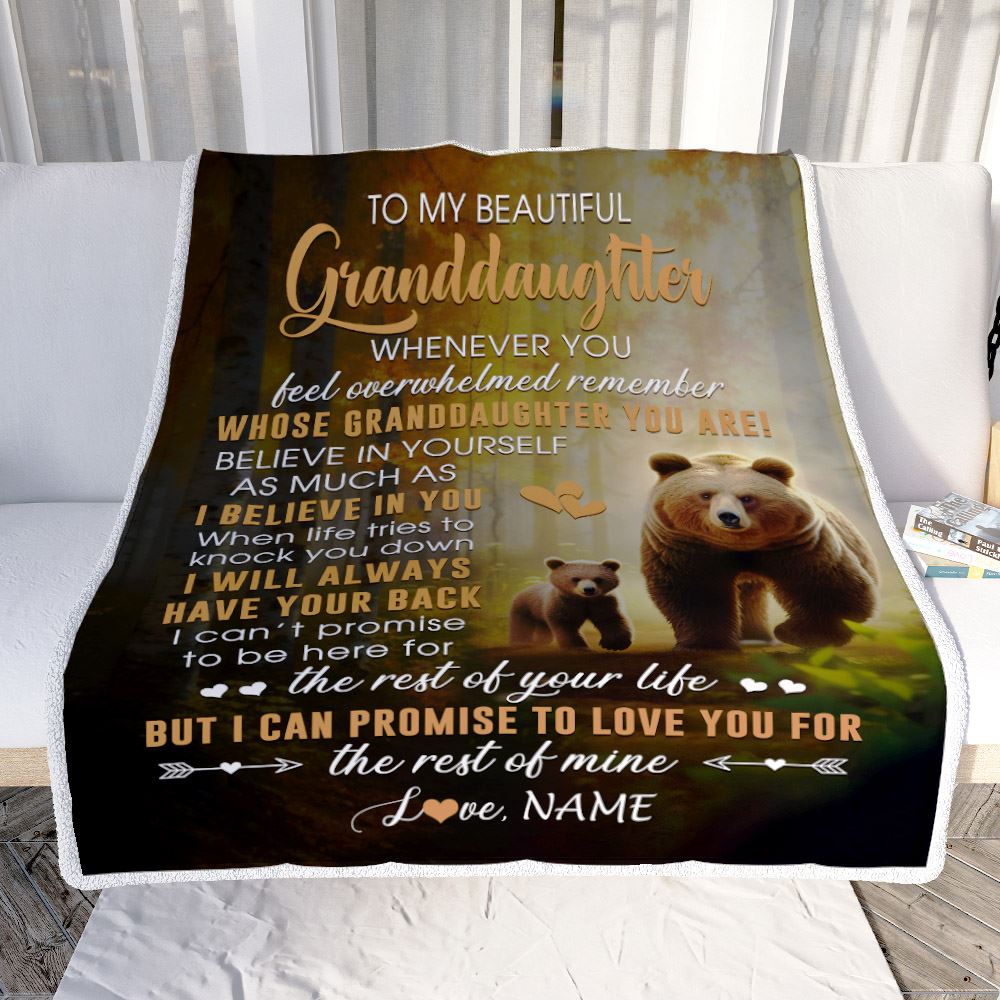 Personalized To My Granddaughter Blanket From Grandma Nana Whenever You Feel Bear Granddaughter Birthday Gifts Graduation Christmas Fleece Throw Blanket | siriusteestore