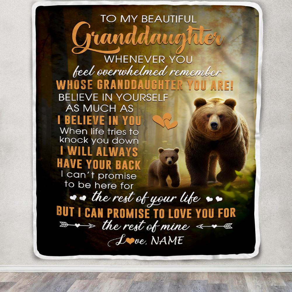 Personalized To My Granddaughter Blanket From Grandma Nana Whenever You Feel Bear Granddaughter Birthday Gifts Graduation Christmas Fleece Throw Blanket | siriusteestore
