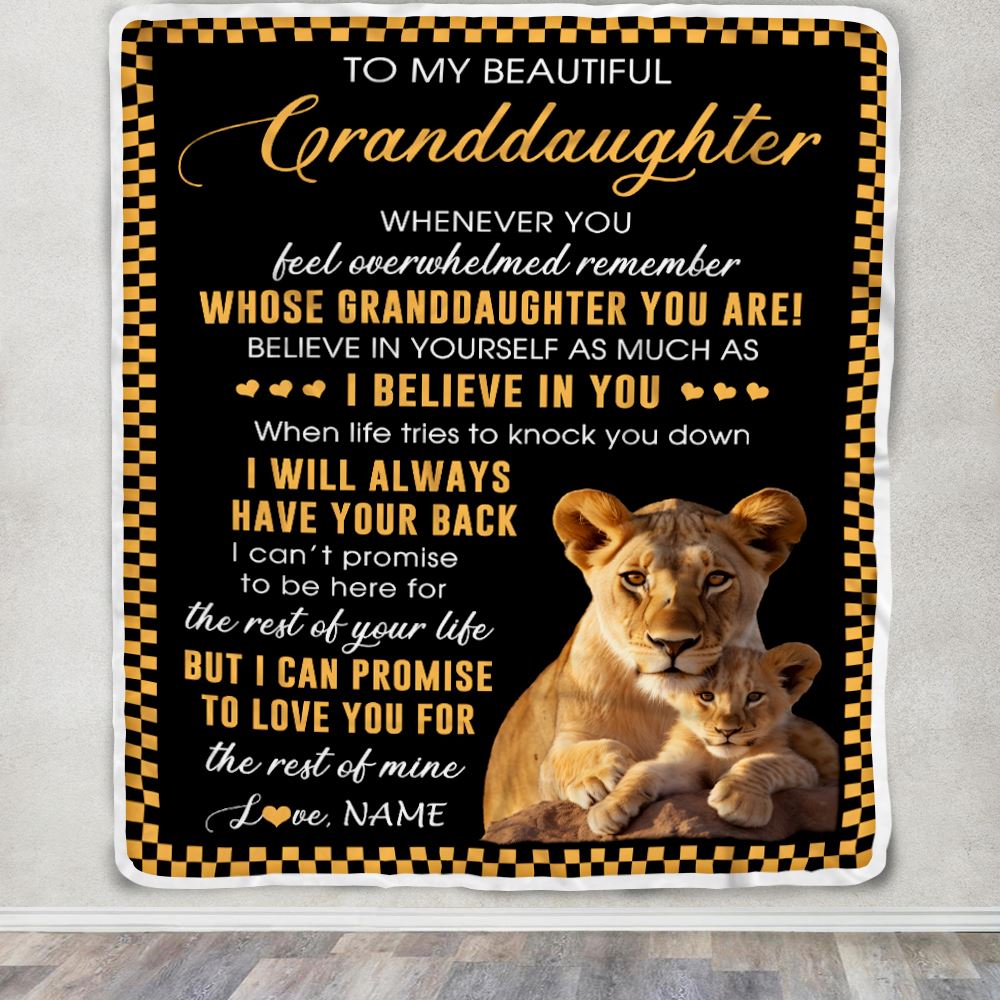 Personalized To My Granddaughter Blanket From Grandma Nana Whenever You Feel Lion Granddaughter Birthday Gifts Graduation Christmas Fleece Throw Blanket | siriusteestore