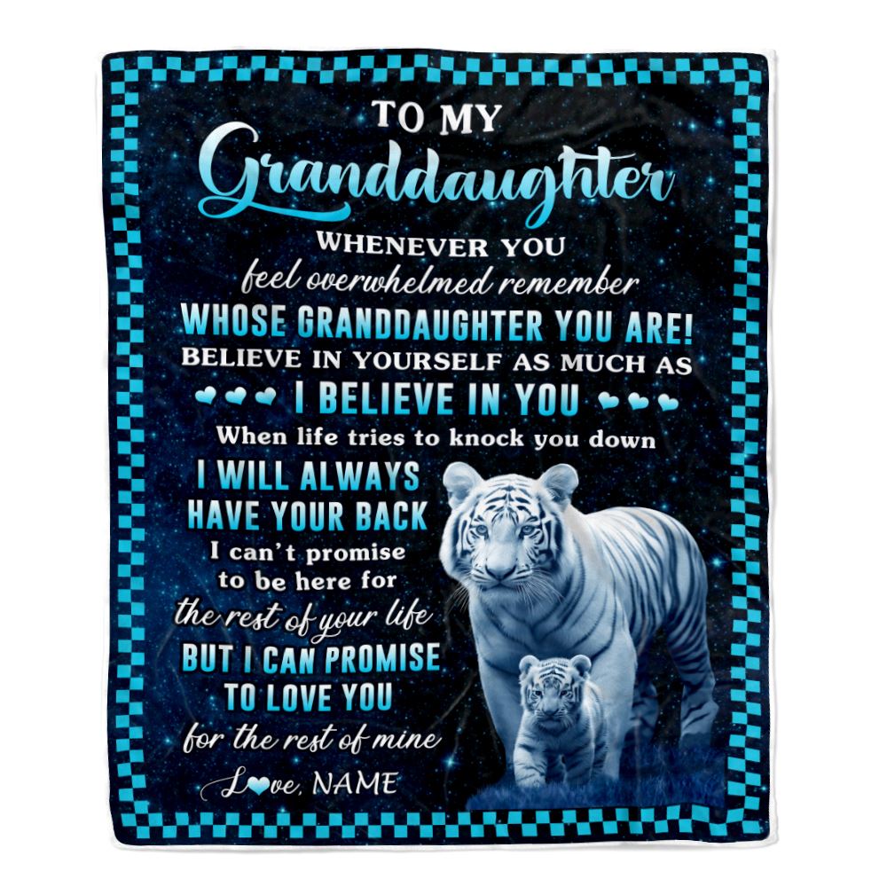 Personalized To My Granddaughter Blanket From Grandma Nana Whenever You Feel White Tiger Granddaughter Birthday Gifts Graduation Christmas Fleece Blanket | siriusteestore