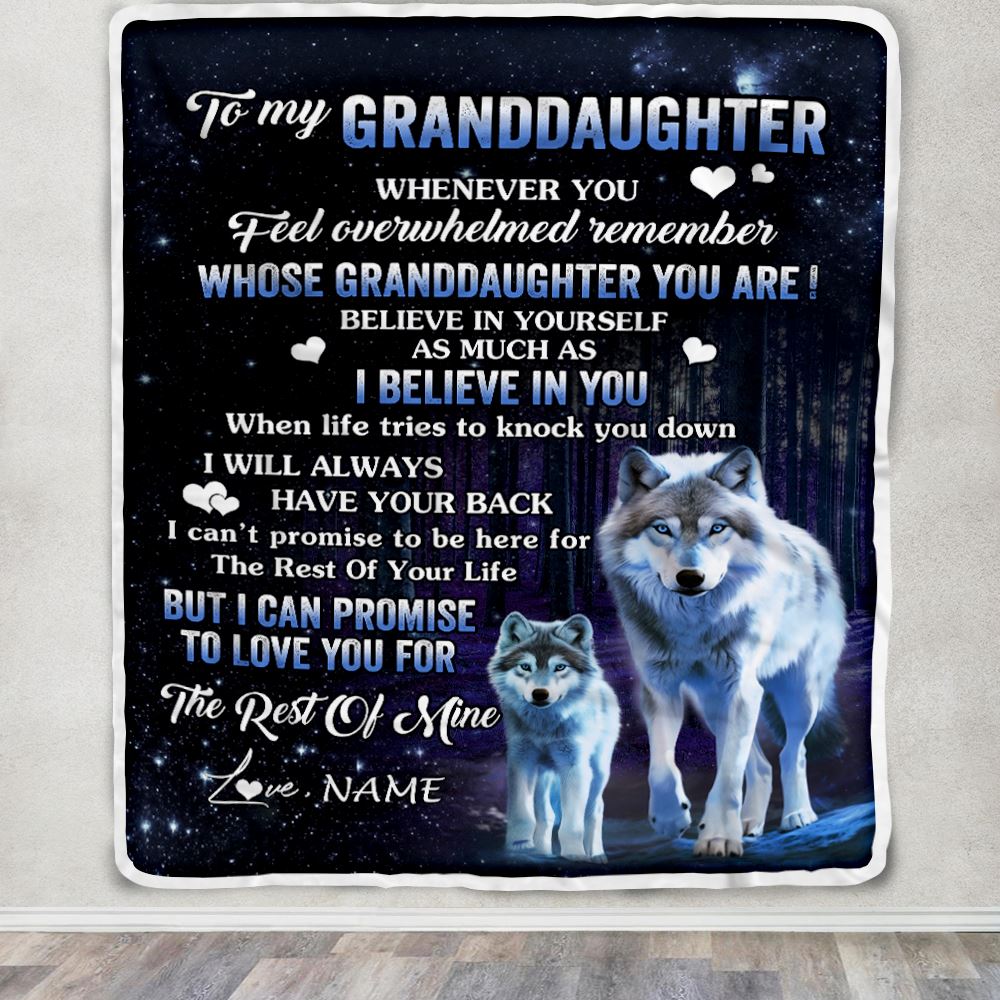 Personalized To My Granddaughter Blanket From Grandma Nana Whenever You Feel Wolf Granddaughter Birthday Gifts Graduation Christmas Fleece Blanket | siriusteestore