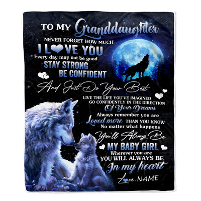 Personalized To My Granddaughter Blanket From Grandma Nana Wolf Never Forget How Much I Love You Granddaughter Birthday Christmas Customized Fleece Blanket | siriusteestore
