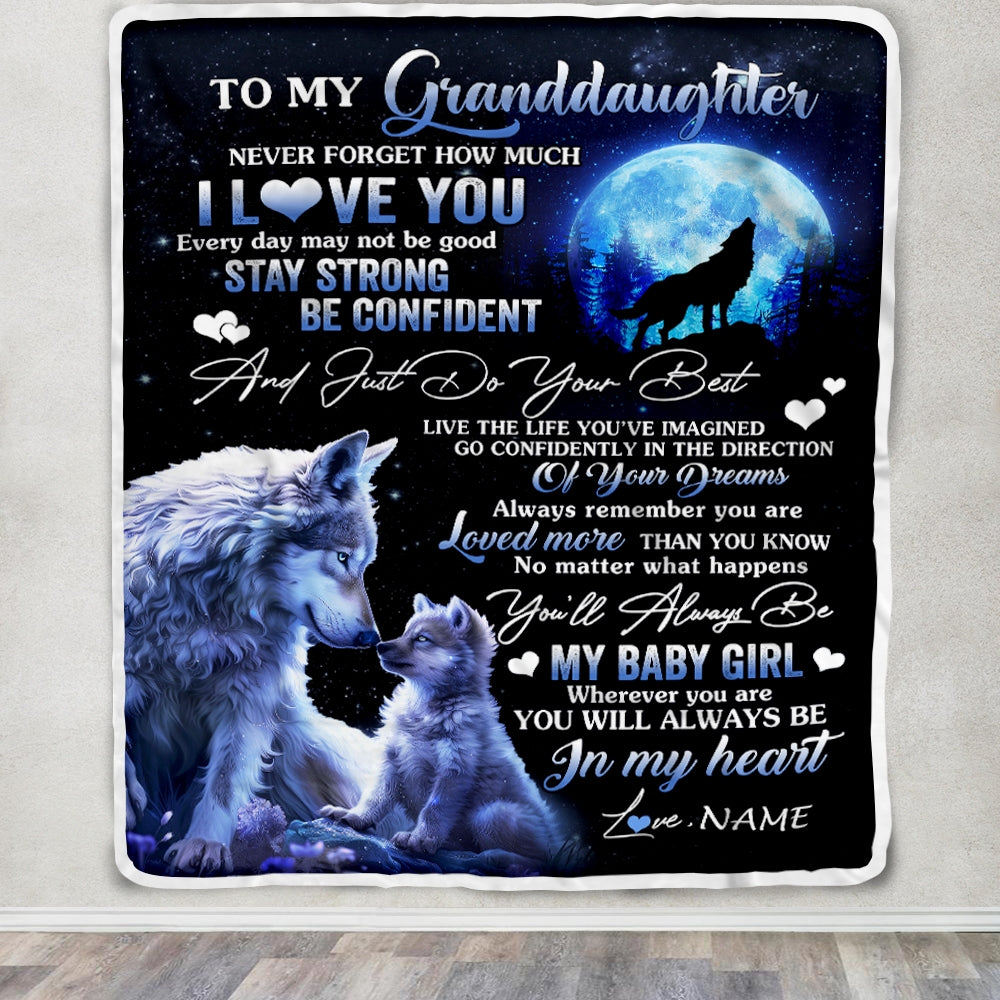 Personalized To My Granddaughter Blanket From Grandma Nana Wolf Never Forget How Much I Love You Granddaughter Birthday Christmas Customized Fleece Blanket | siriusteestore
