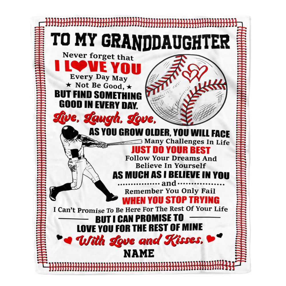 Personalized To My Granddaughter Blanket From Grandma PaPa I Believe In You Baseball Granddaughter Birthday Christmas Customized Bed Fleece Throw Blanket | siriusteestore