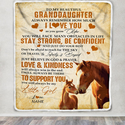 Personalized To My Granddaughter Blanket From Grandma Papa Always Remember I Love You Horse Granddaughter Birthday Christmas Customized Fleece Throw Blanket | siriusteestore