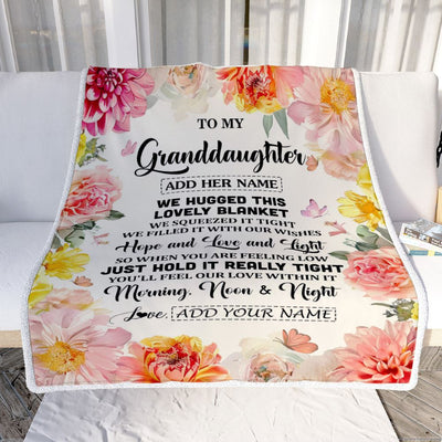 Personalized To My Granddaughter Blanket From Grandma Papa Floral We Hugged This Lovely Granddaughter Birthday Gifts Graduation Christmas Fleece Throw Blanket | siriusteestore