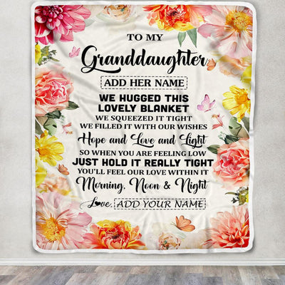 Personalized To My Granddaughter Blanket From Grandma Papa Floral We Hugged This Lovely Granddaughter Birthday Gifts Graduation Christmas Fleece Throw Blanket | siriusteestore