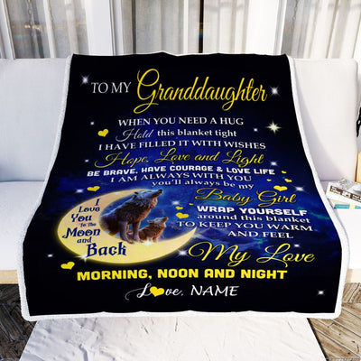 Personalized To My Granddaughter Blanket From Grandma Papa I Am Always With You Wolf Granddaughter Birthday Christmas Customized Bed Fleece Throw Blanket | siriusteestore