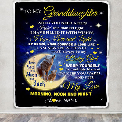 Personalized To My Granddaughter Blanket From Grandma Papa I Am Always With You Wolf Granddaughter Birthday Christmas Customized Bed Fleece Throw Blanket | siriusteestore