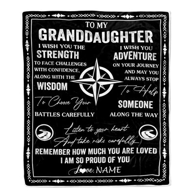Personalized To My Granddaughter Blanket From Grandma Papa I Wish You The Strength Granddaughter Birthday Gifts Graduation Christmas Customized Fleece Blanket | siriusteestore
