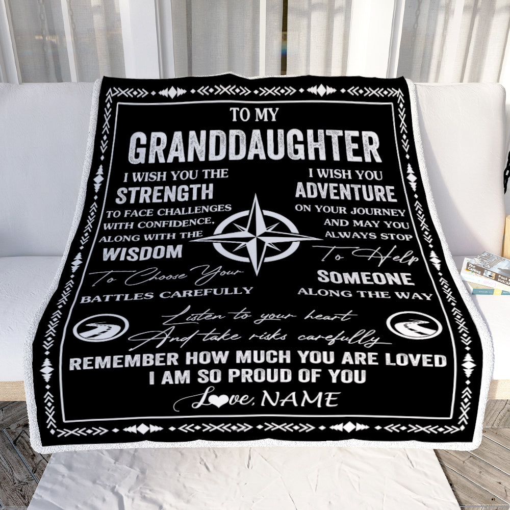 Personalized To My Granddaughter Blanket From Grandma Papa I Wish You The Strength Granddaughter Birthday Gifts Graduation Christmas Customized Fleece Blanket | siriusteestore