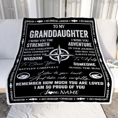 Personalized To My Granddaughter Blanket From Grandma Papa I Wish You The Strength Granddaughter Birthday Gifts Graduation Christmas Customized Fleece Blanket | siriusteestore