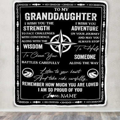 Personalized To My Granddaughter Blanket From Grandma Papa I Wish You The Strength Granddaughter Birthday Gifts Graduation Christmas Customized Fleece Blanket | siriusteestore